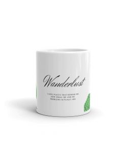 Printed Coffee Mug, Green Color, Travel Quote - Wanderlust