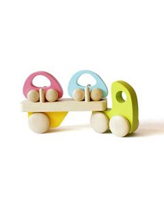 Shumee Wooden Transporter Truck Toy Set with 2 Cars and 1 Trailer Truck (Age 3+)