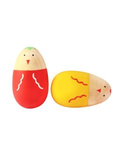 Shumee Set of 2 Wooden Egg Shakers for Babies(0 - 1 Year) - Organic, Natural, Safe Rattle Toy for New Born Baby and Toddlers (Chick)