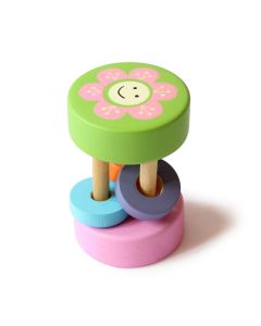 shumee wooden eco friendly sunflower rattle toy -music maker for infants, babies (6 months+)- organic, natural, teething, clutching percussion toy - discover sounds- Multi color