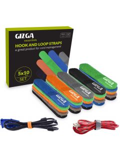 Gizga Essentials Reusable Cable Ties Strap with Double Sided Hook & Loop Wire Organizer (Pack of 50 (10.5 cm))