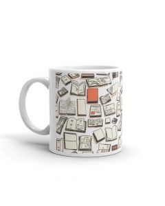 Books Collage, Orange, Printed Coffee Mug