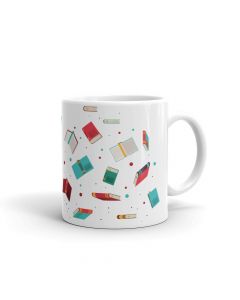 Books Collage, Red Blue, Printed Coffee Mug